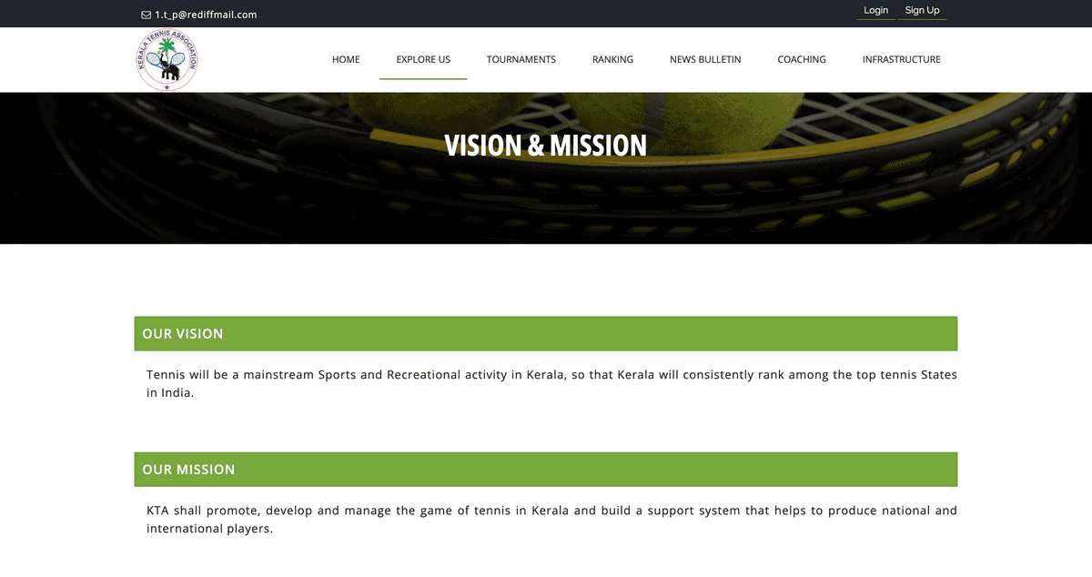 Kerala Tennis Association – Modern Sports Website Design & Development artwork