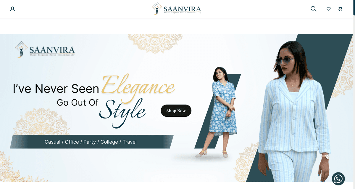 SAANVIRA – Women’s Fashion Brand Website artwork
