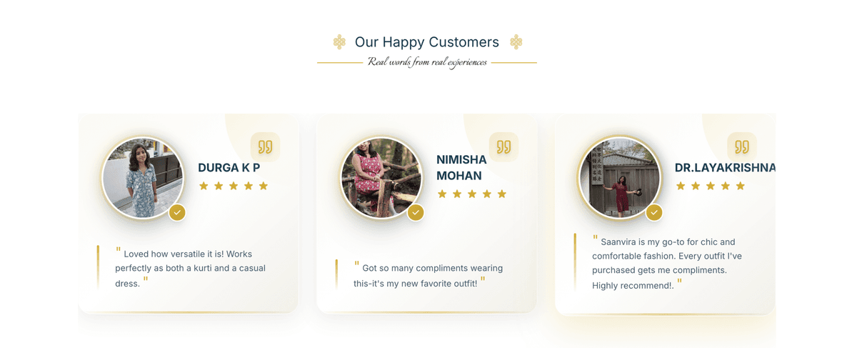 SAANVIRA – Women’s Fashion Brand Website artwork