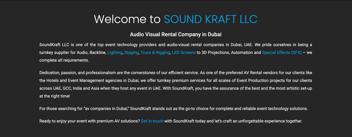 SOUNDKRAFT – Event Technology & AV Solutions Website artwork