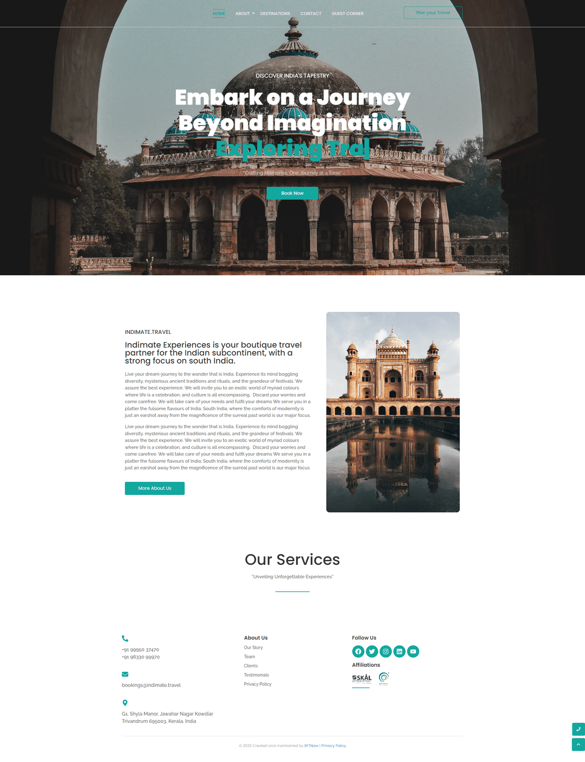 Indimate Travel Website Development artwork